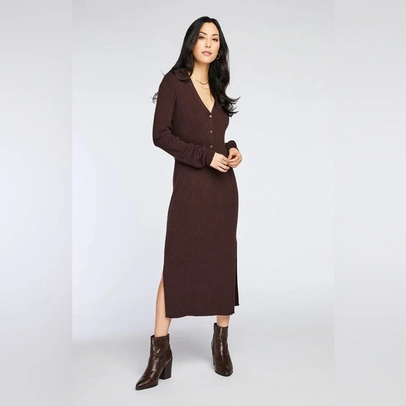 Gentle Fawn Penny Button Up RIbbed  Knit Dress in Brown - Picture 2 of 12